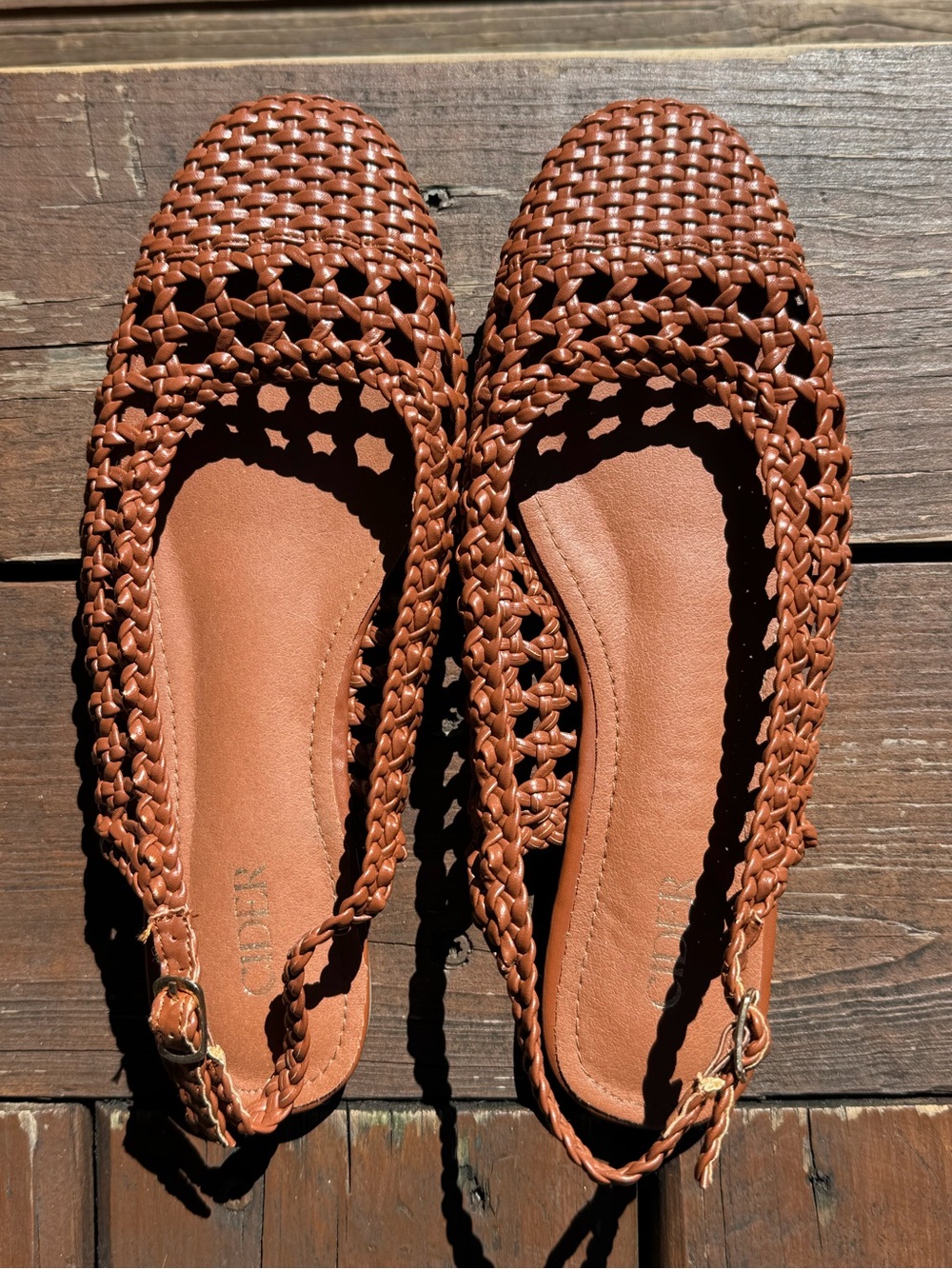 Cider Woven Slingback Flats in Cognac